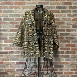 Chico’s 100% Silk Sheer Embroidered Jacket, Chico’s Size 2 (US Size Medium)